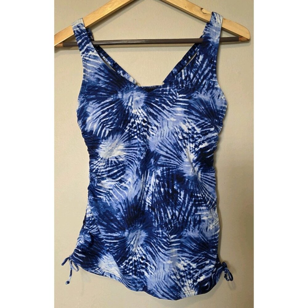 Lands' End Tankini Top Women's Size 4 Blue Tie Dye Swimsuit Swim Underwire Top